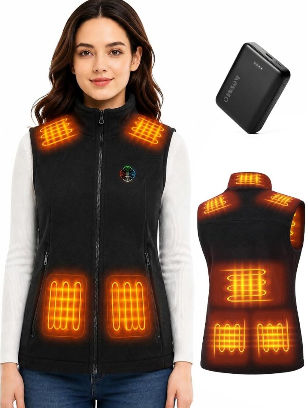Cozy Heated Fleece Vest for Women with Battery Pack & 8 Heating Zones